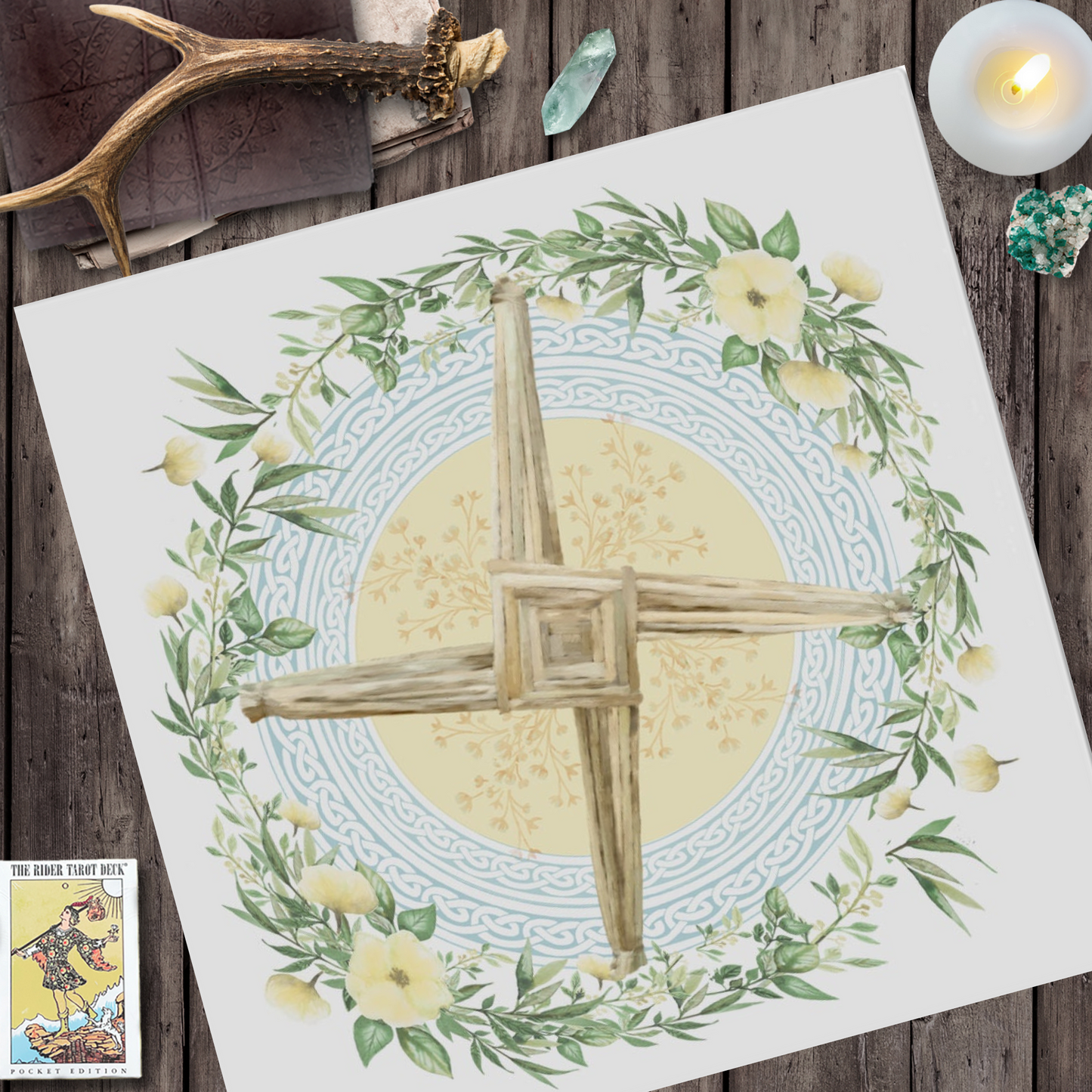 Brigid Altar Cloth - Tarot Imbolc Brig Spring Light Decor Square