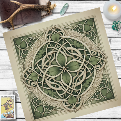 Celtic Leaves Mandala Altar Cloth - Pagan Wicca Decor Square