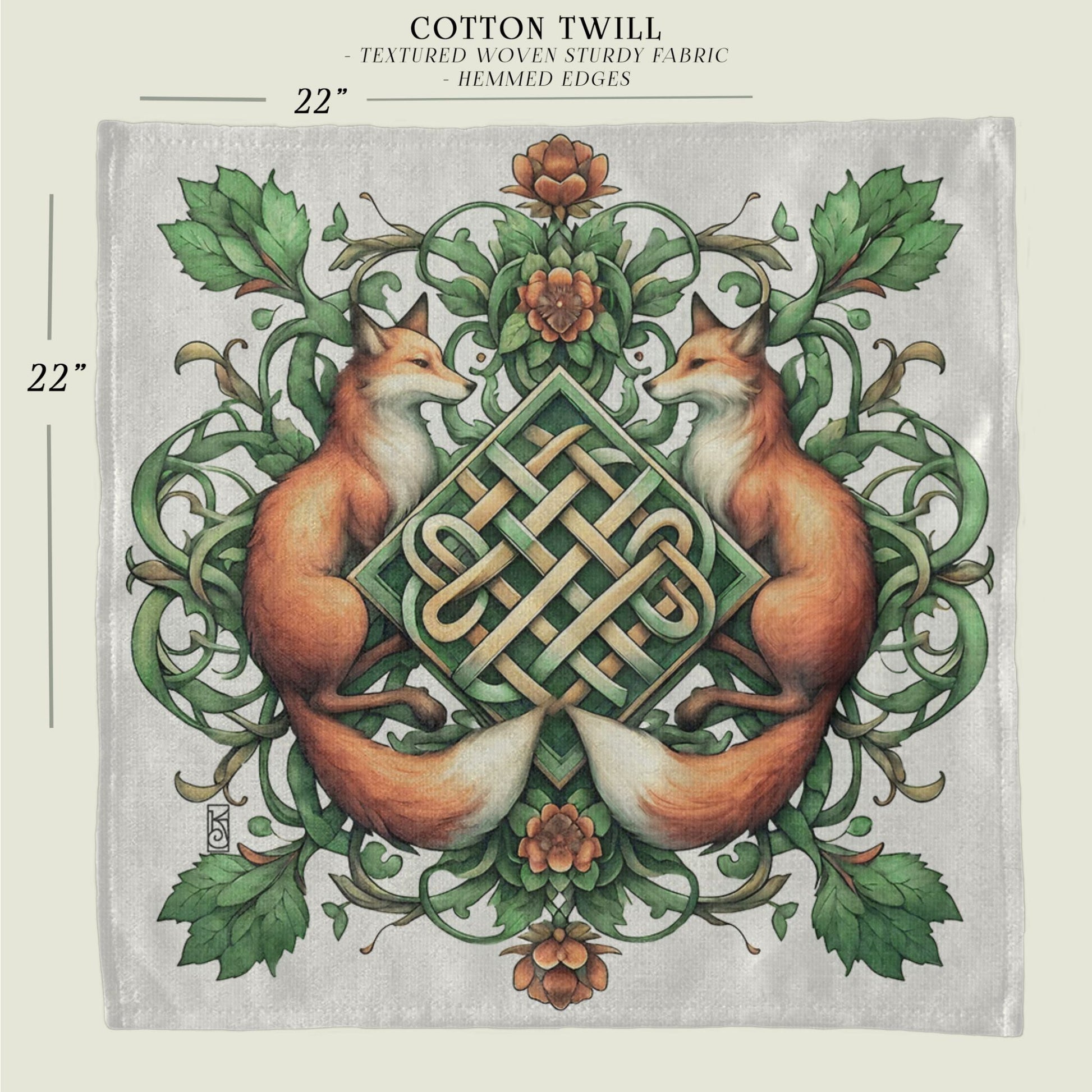 a picture of a fox with a celtic knot on it