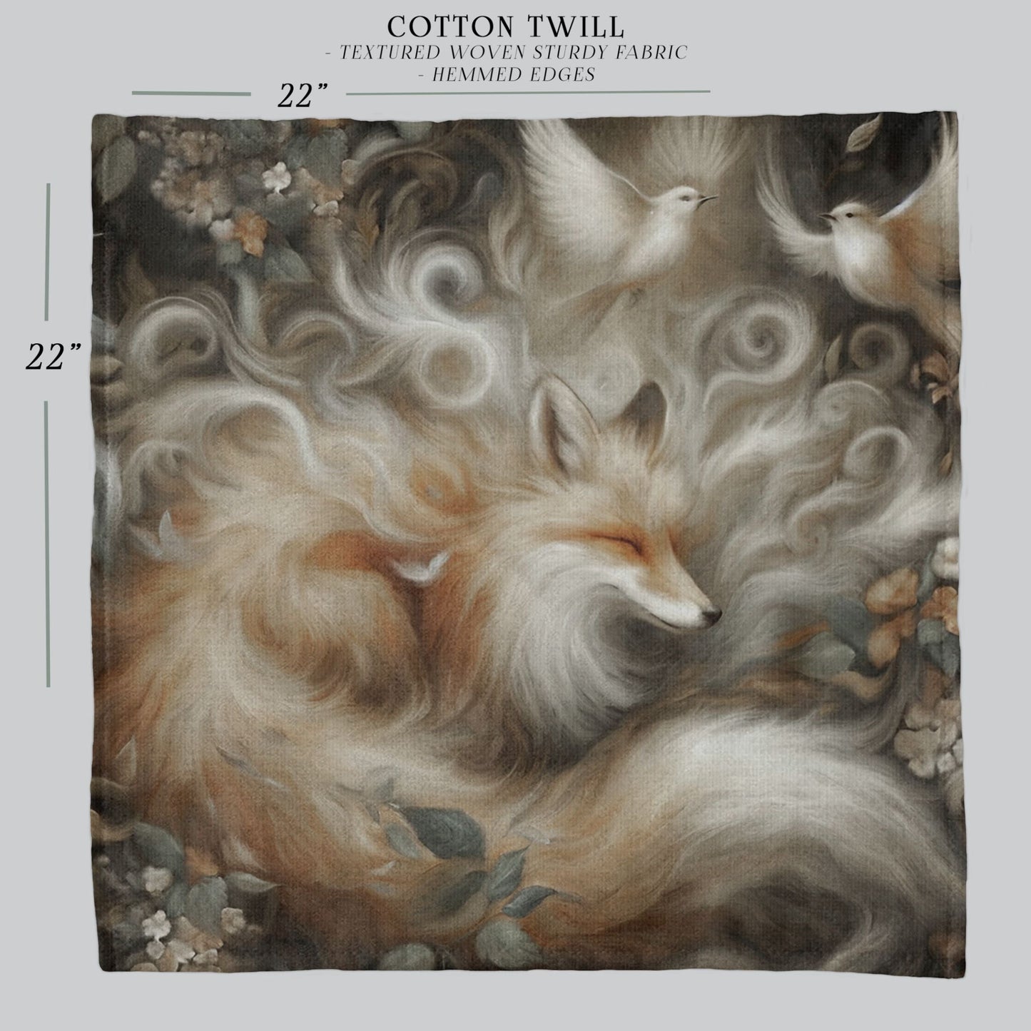 a painting of a fox and two birds