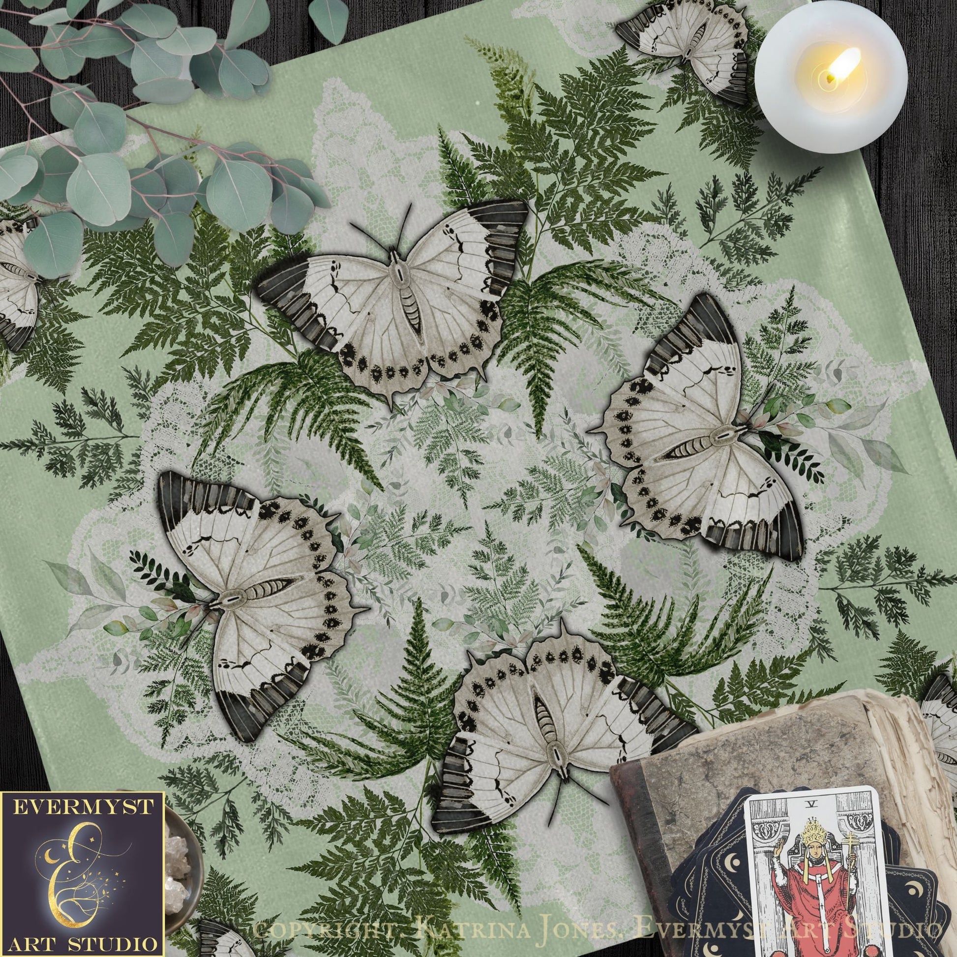 Butterfly Mandala Light Square Altar Cloth Tarot Mat Altar Cloth Square