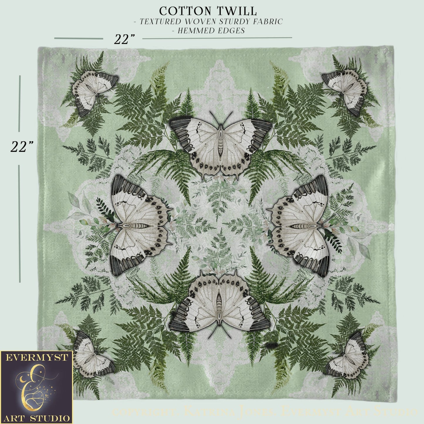 Butterfly Mandala Light Square Altar Cloth Tarot Mat Altar Cloth Square