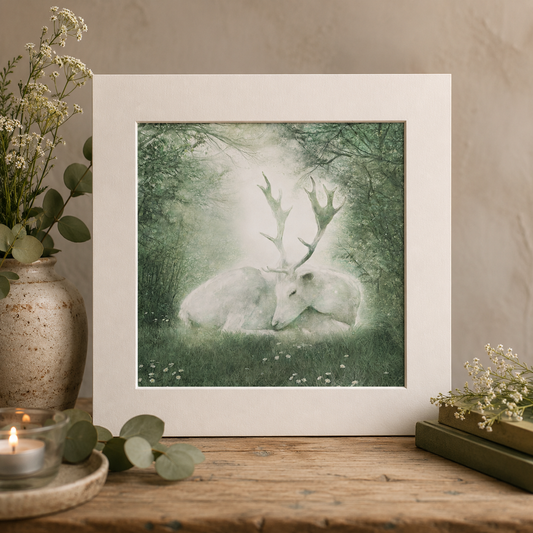 Sage Glen Hart  - White Stag Spirit -  Signed Archival Art Print