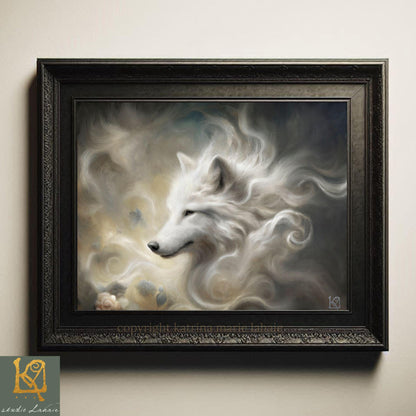 Ethereal Wolf Painting Art Print - Mythic Sanctuary Wall Art