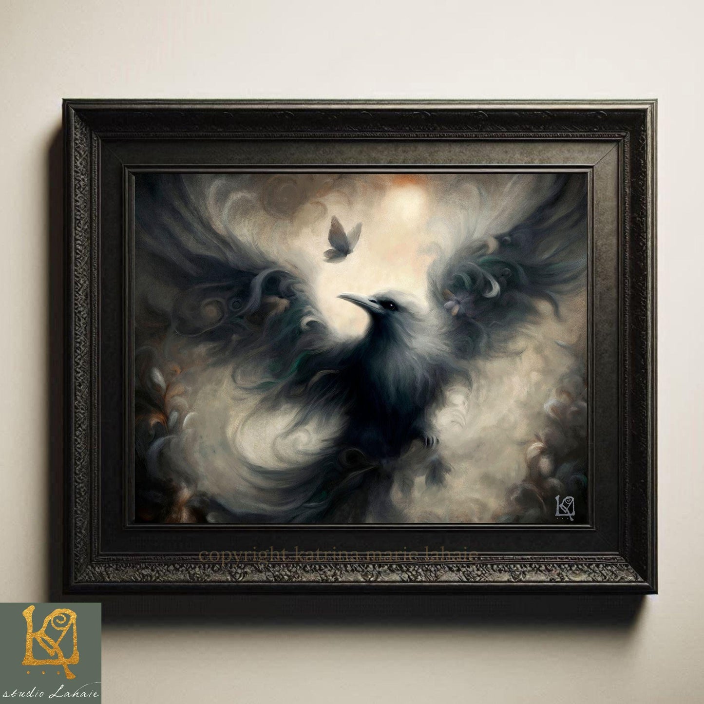 Raven Guardian Painting Art Print – Ethereal Animal Spirit Wall Art