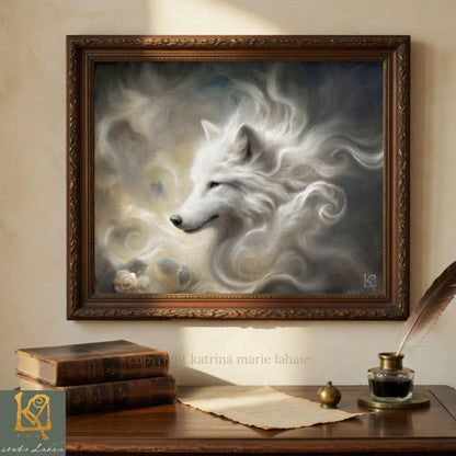 Ethereal Wolf Painting Art Print - Mythic Sanctuary Wall Art