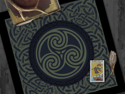 Celtic Altar Tarot Cloth - Dark Triskelle Design Square