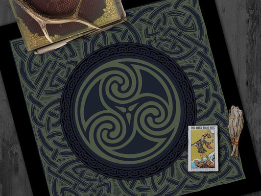 Celtic Altar Tarot Cloth - Dark Triskelle Design Square
