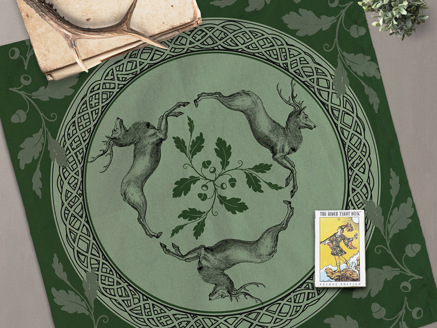 Celtic Stag Altar Cloth - Pagan And Witch Decor For Tarot Altars Square