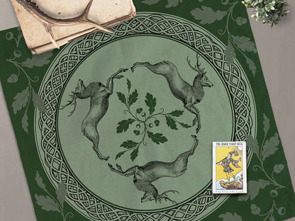 Celtic Stag Altar Cloth - Pagan And Witch Decor For Tarot Altars Square