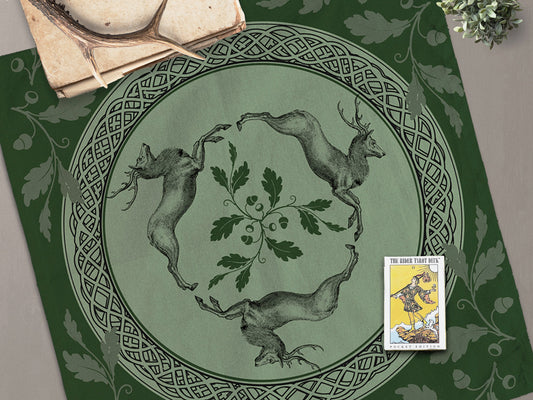 Celtic Stag Altar Cloth - Pagan And Witch Decor For Tarot Altars Square