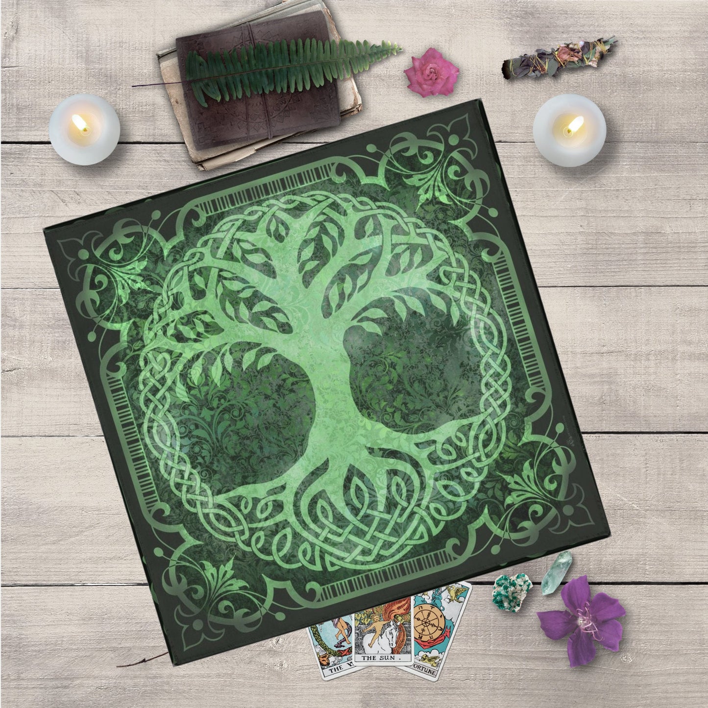 Tarot Altar Cloth - Tree Of Life Wicca Pagan Ritual Celtic Theme Square