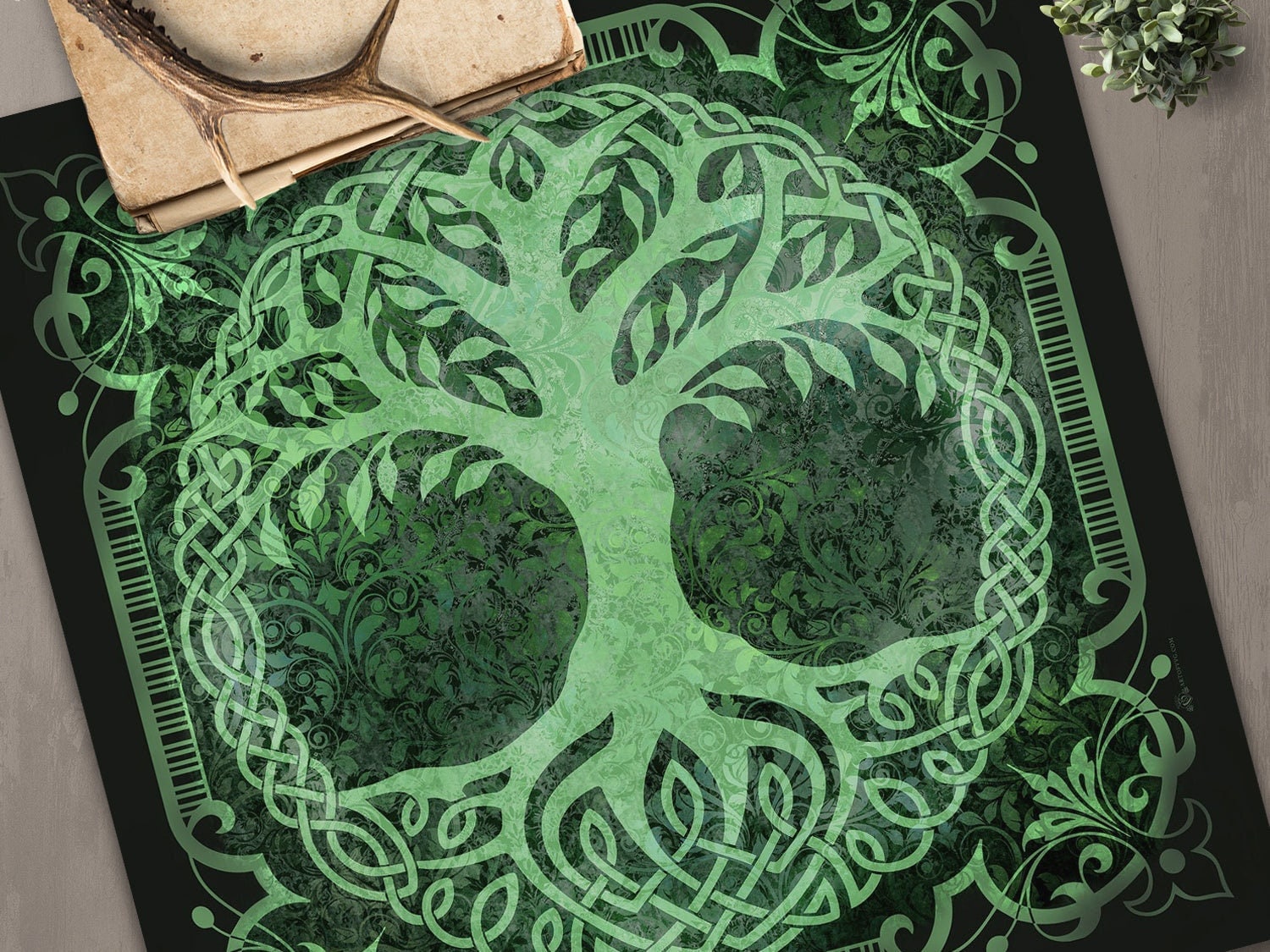 Tarot Altar Cloth - Tree Of Life Wicca Pagan Ritual Celtic Theme Square