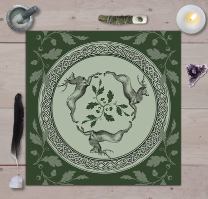 Celtic Stag Altar Cloth - Pagan And Witch Decor For Tarot Altars Square