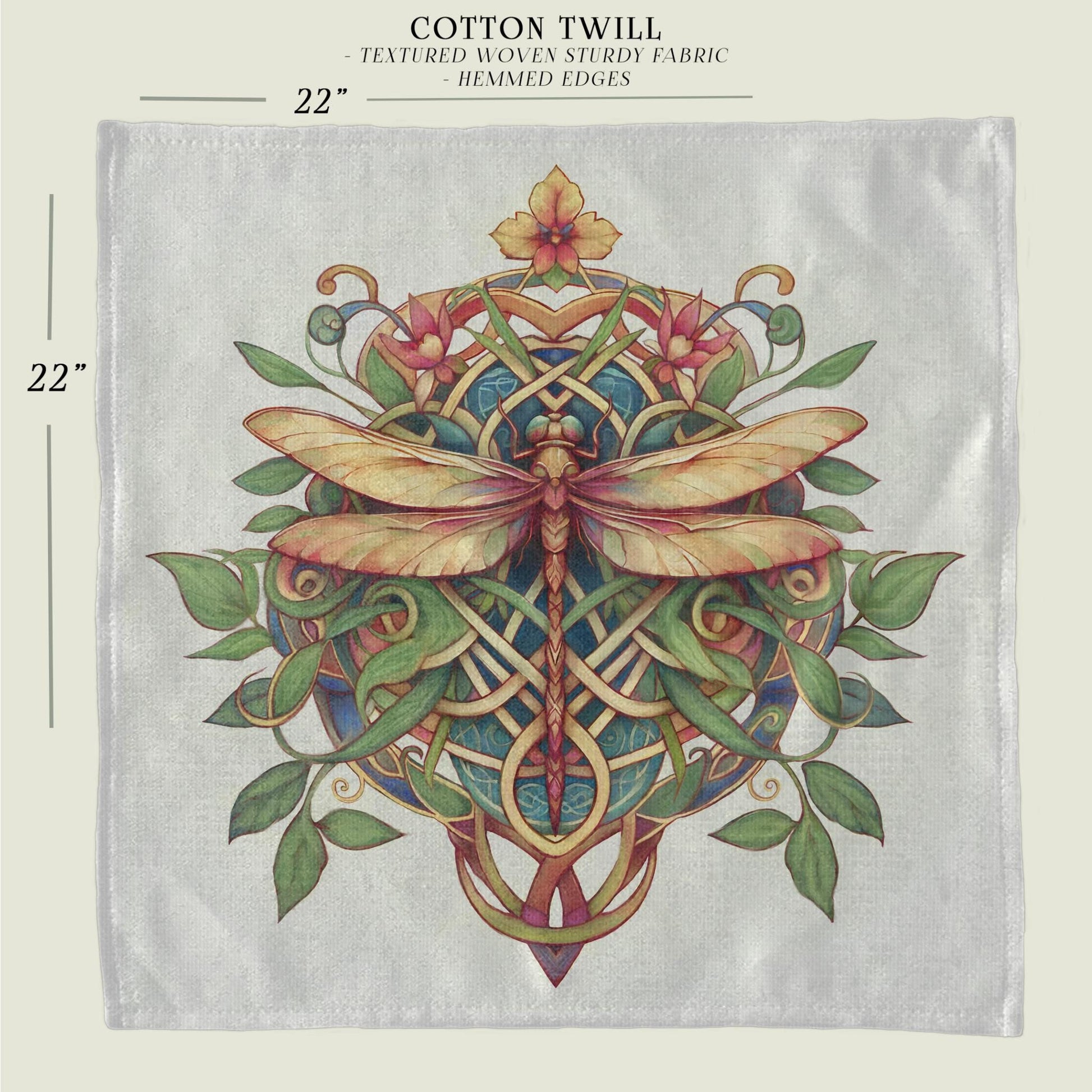 Celtic Dragonfly Altar Cloth or Tarot Mat - Beltane Litha Summer Dragonfly Colorful Altar Tarot Witch Decor