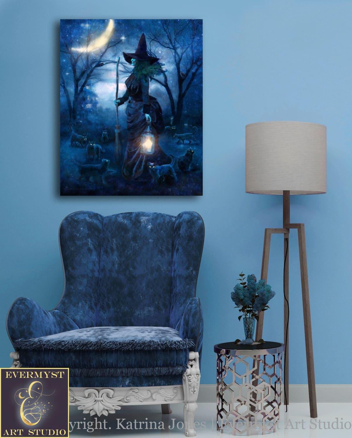 Witch Painting Halloween Decor Witchy Samhain Art Print