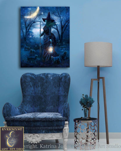 Witch Painting Halloween Decor Witchy Samhain Art Print