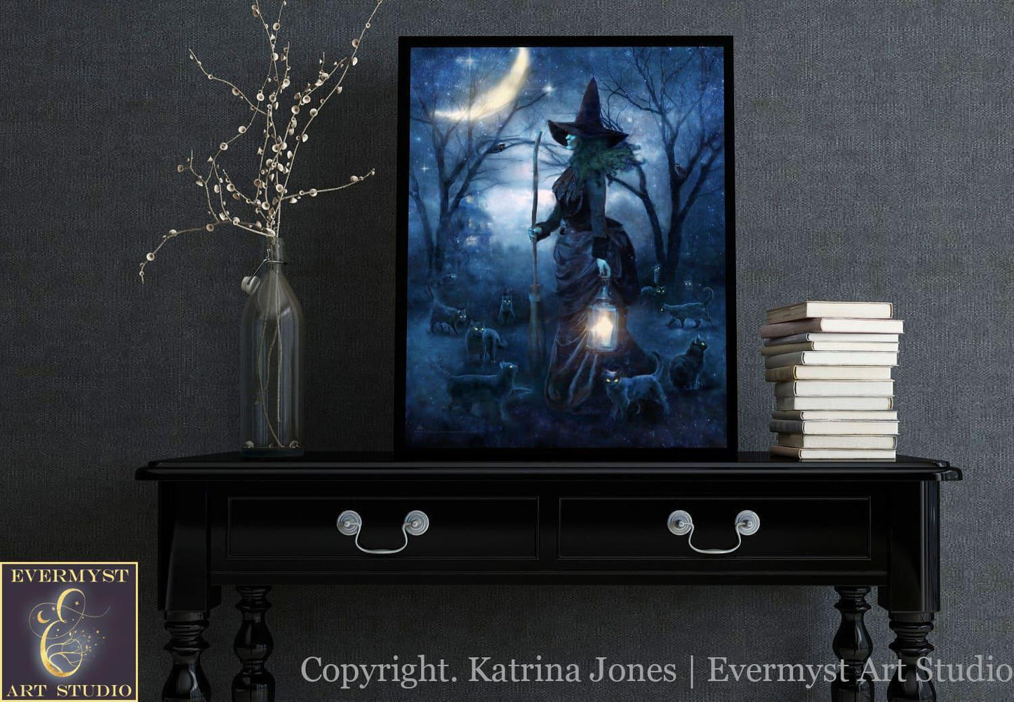 Witch Painting Halloween Decor Witchy Samhain Art Print